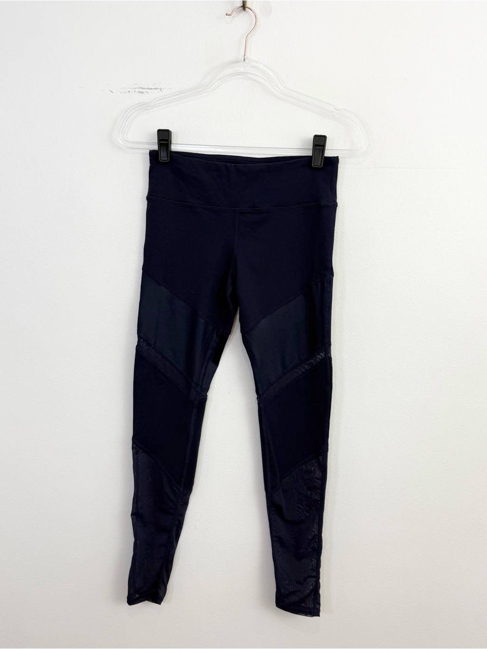 Alo Yoga High Waist Mesh Panel Leggings Navy Blue Size Small - Picture 2 of 6